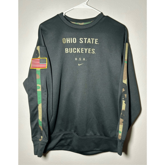 Ohio State Buckeyes Nike Onfield Salute to Service Black & Camo Sweatshirt Sz M - Picture 1 of 10